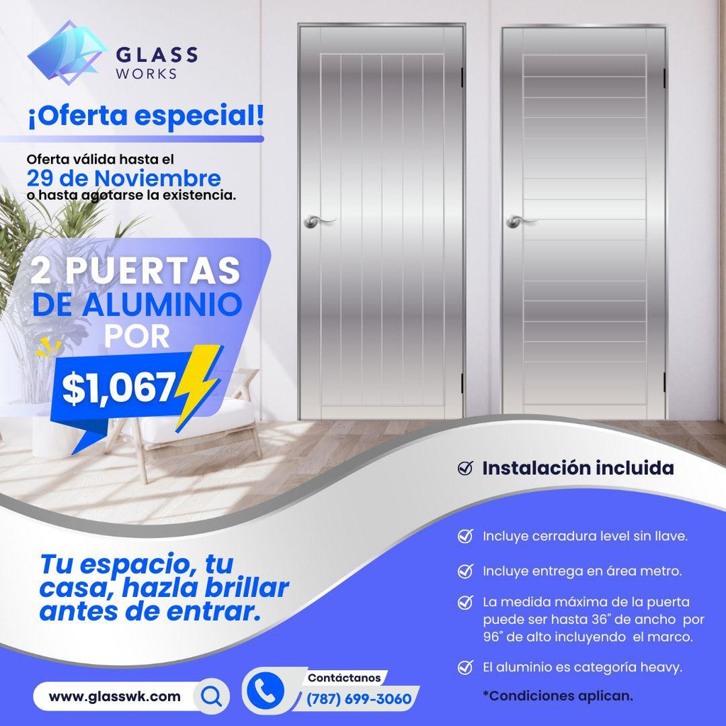 2 Puertas Solidas Heavy Blancas